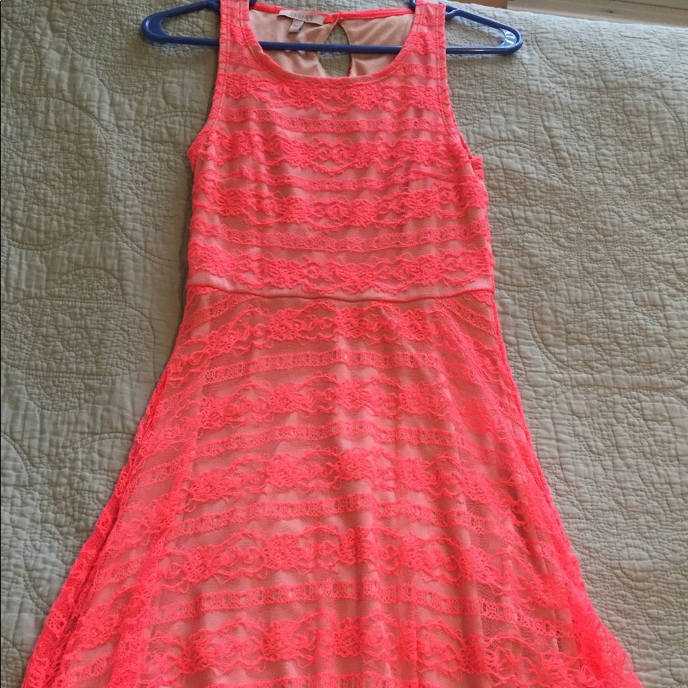 Neon lace pink dress